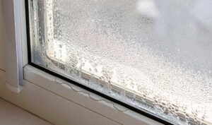 Close view of condensation on a window.