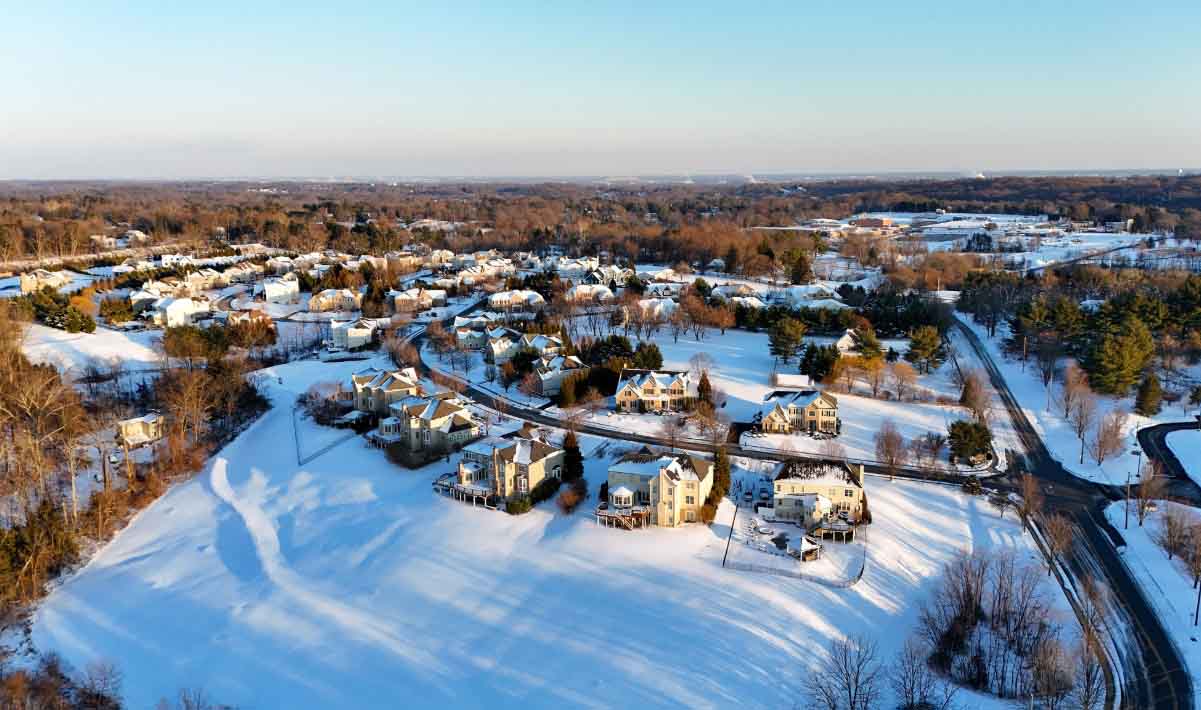Pennsylvania suburb winter