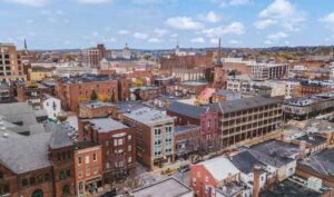 Bird's eye view of York, PA.